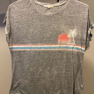 C&C California Gray Tee with Coral Sun and Blue Stripe